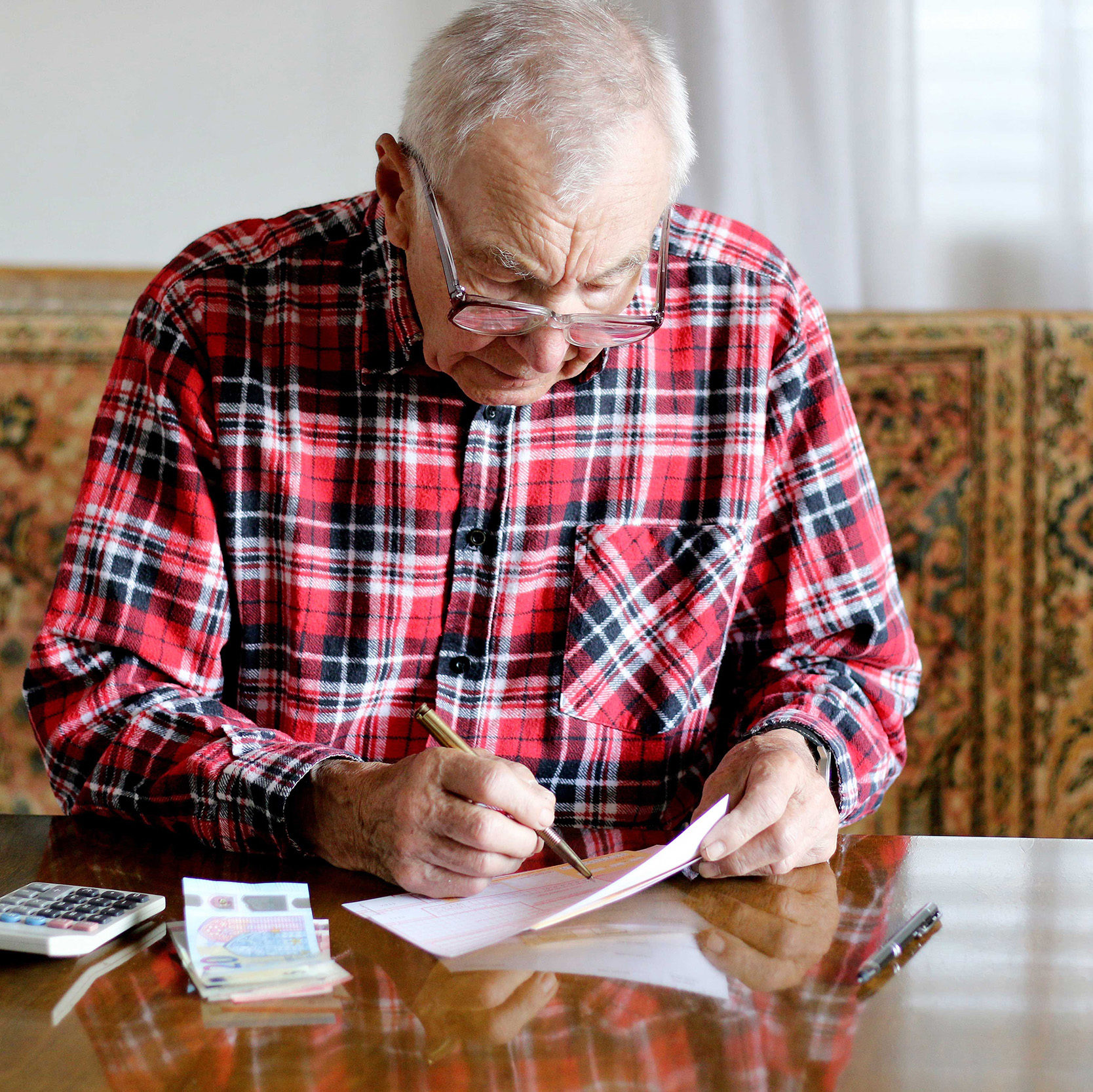 Man working with his finances 